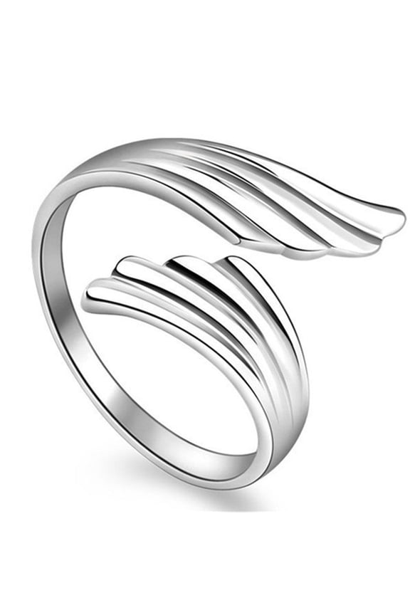 Angel Wings Ring U Shaped Index Finger Ring Adjustable Electroplated Alloy Korean Fashion Ring Birthday Gift Jewelry