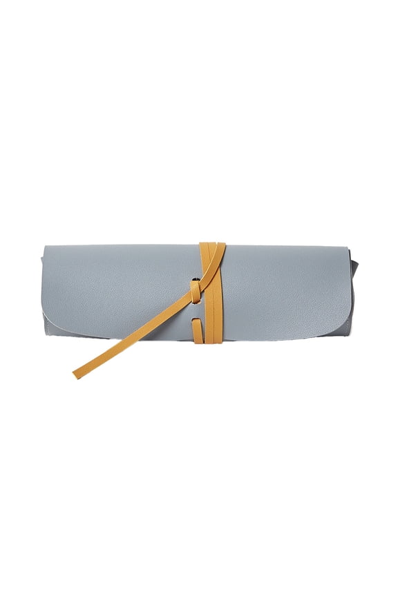 Korean Style Uncomplicated Makeup Bag Portable Eyebrow Pencil and Eyeshadow Brush Storage Pouch Double Sided Thick Leather Cosmetic Organizer