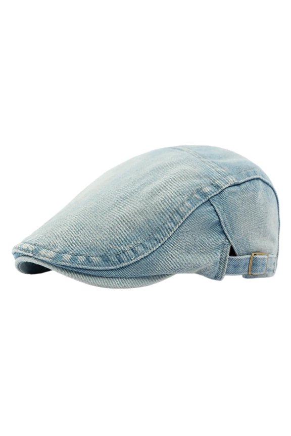 Korean Style Washed Denim Hat Women's Beret British Retro Simple Plain Duckbill Cap Cotton Forward Cap Men
