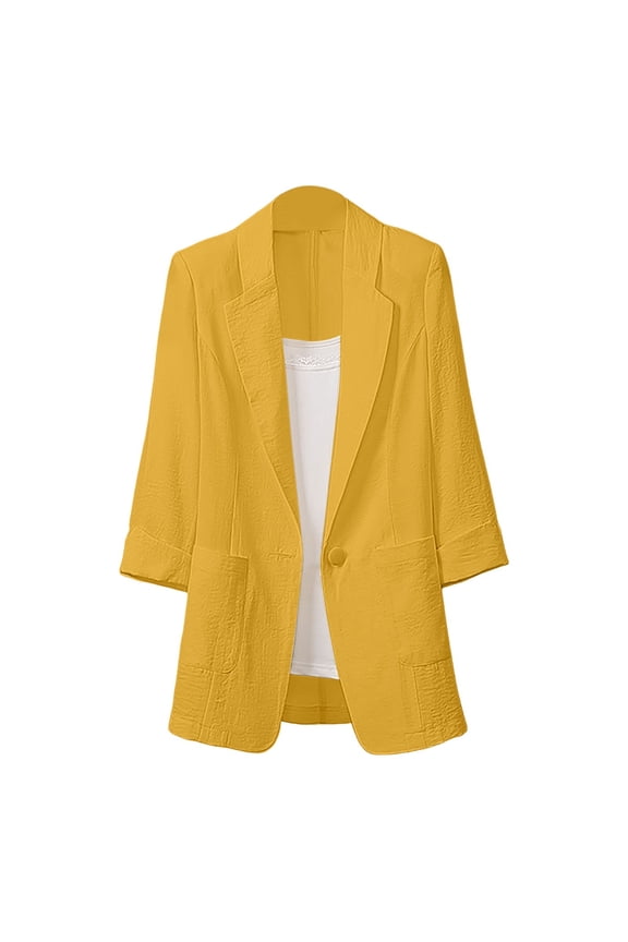 Korean Style Women's Loose Fit Casual Suit Jacket Medium Long Tailored Fashion Outerwear