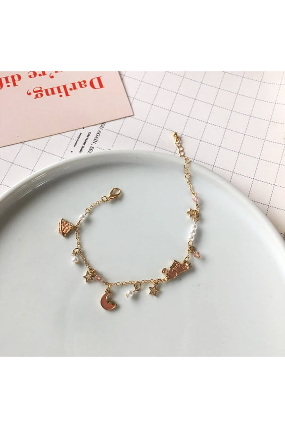 Womens Bracelet Planet Starry Sky Cat Bracelet Simple Alloy Electroplated Geometric Design Korean Fashion Jewelry for