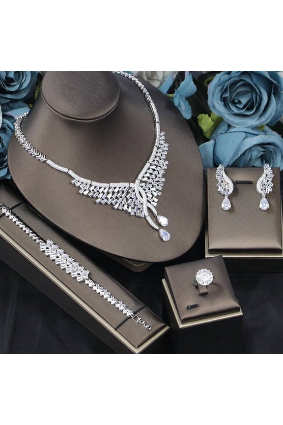 Korean Style Zircon Bridal Accessories Four-piece Set