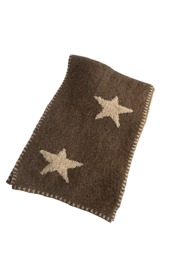 Korean Styles Winter Scarf With Star Print Soft Warm Lightweight Polyester For Women Men Outdoor Travel