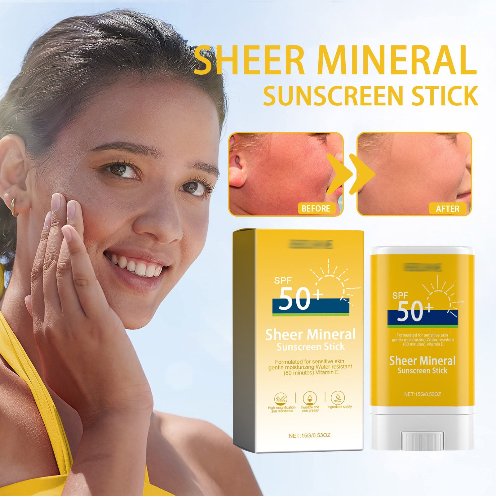 Korean Sunscreen for Face, Sheer Stick for Face & Body 0.53oz Oxide