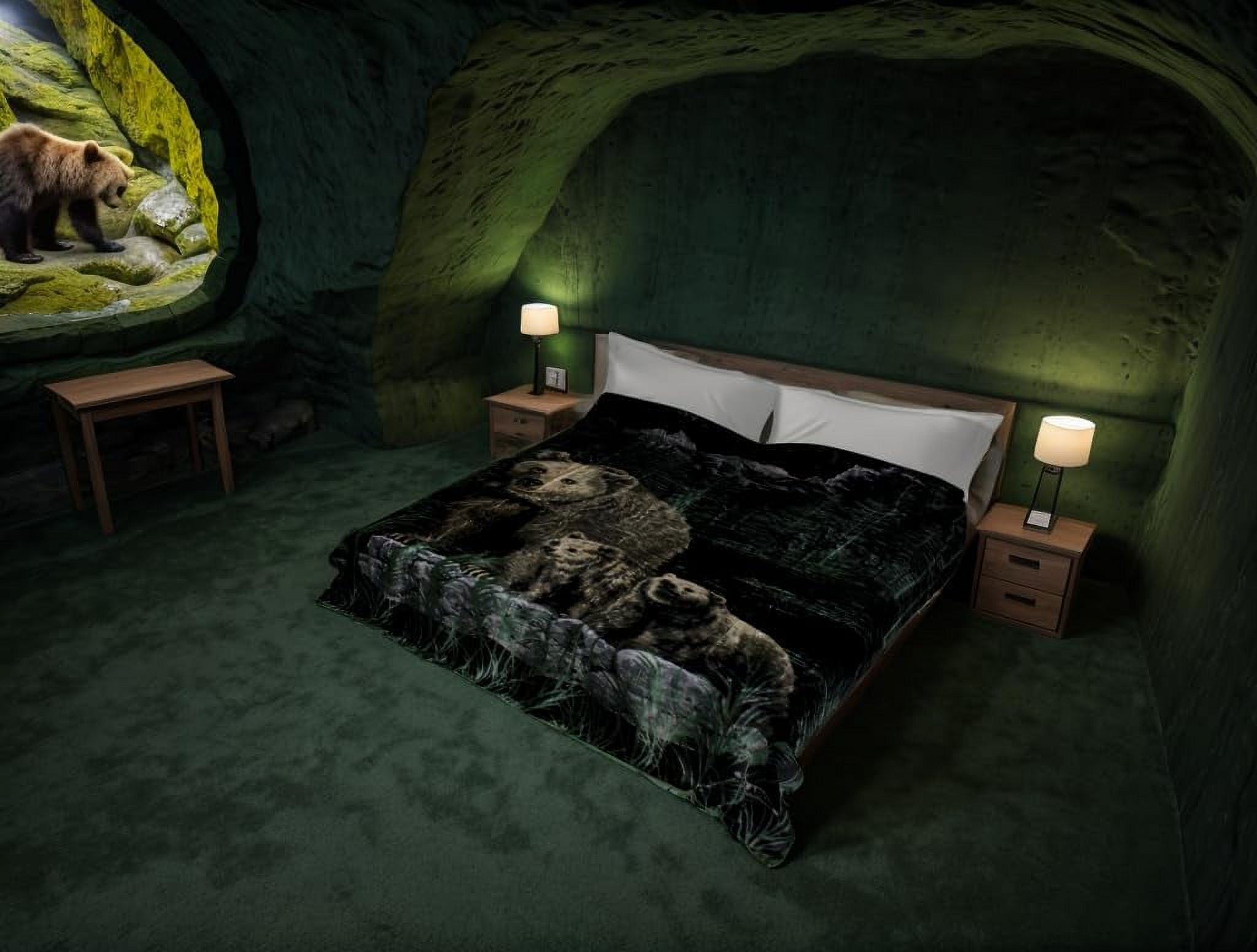 Korean Super Thick Heavy Weight Mink Blanket (Queen, Bear And Cubs