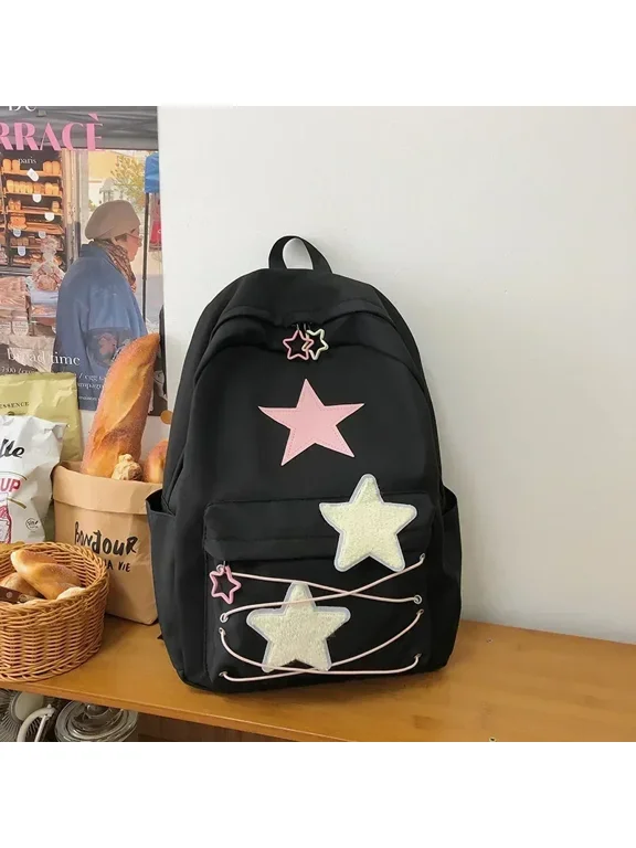 Korean Sweet All Match Star Backpacks Japanese Women Streetwear Y2k Aesthetic Schoolbags High-capacity Kawaii Backpack Students