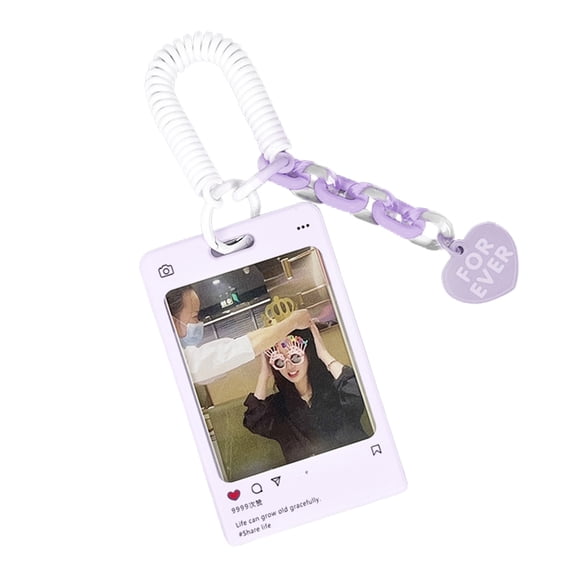 Korean Transparent Card Holder Keychain Idol Photo Sleeves Bus Card Cover Photocard Photo Protector Sticker School