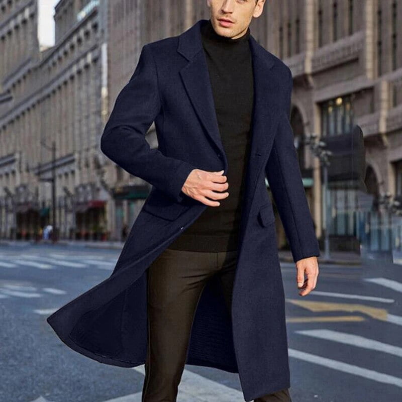 Korean Trend Men s Loose Casual Single breasted Overcoat Autumn Winter Fashion New Long Sleeve Woolen Long Coat 2024