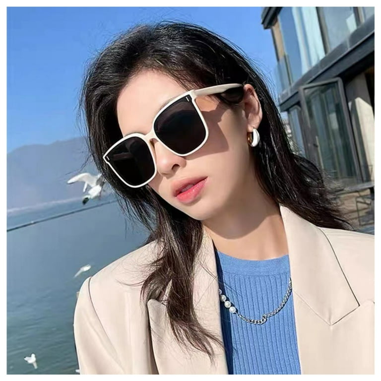 Korean Trendy Sunglasses UV Protection Large Frame Reflective Lens Shades  for Men Women 