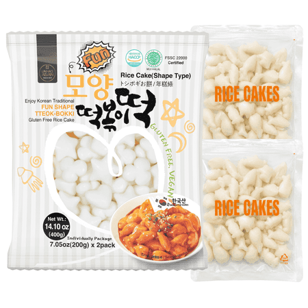 UNHA'S Fun Shape Korean Tteokbokki Rice Cakes, 2 Pack, 14.1 oz