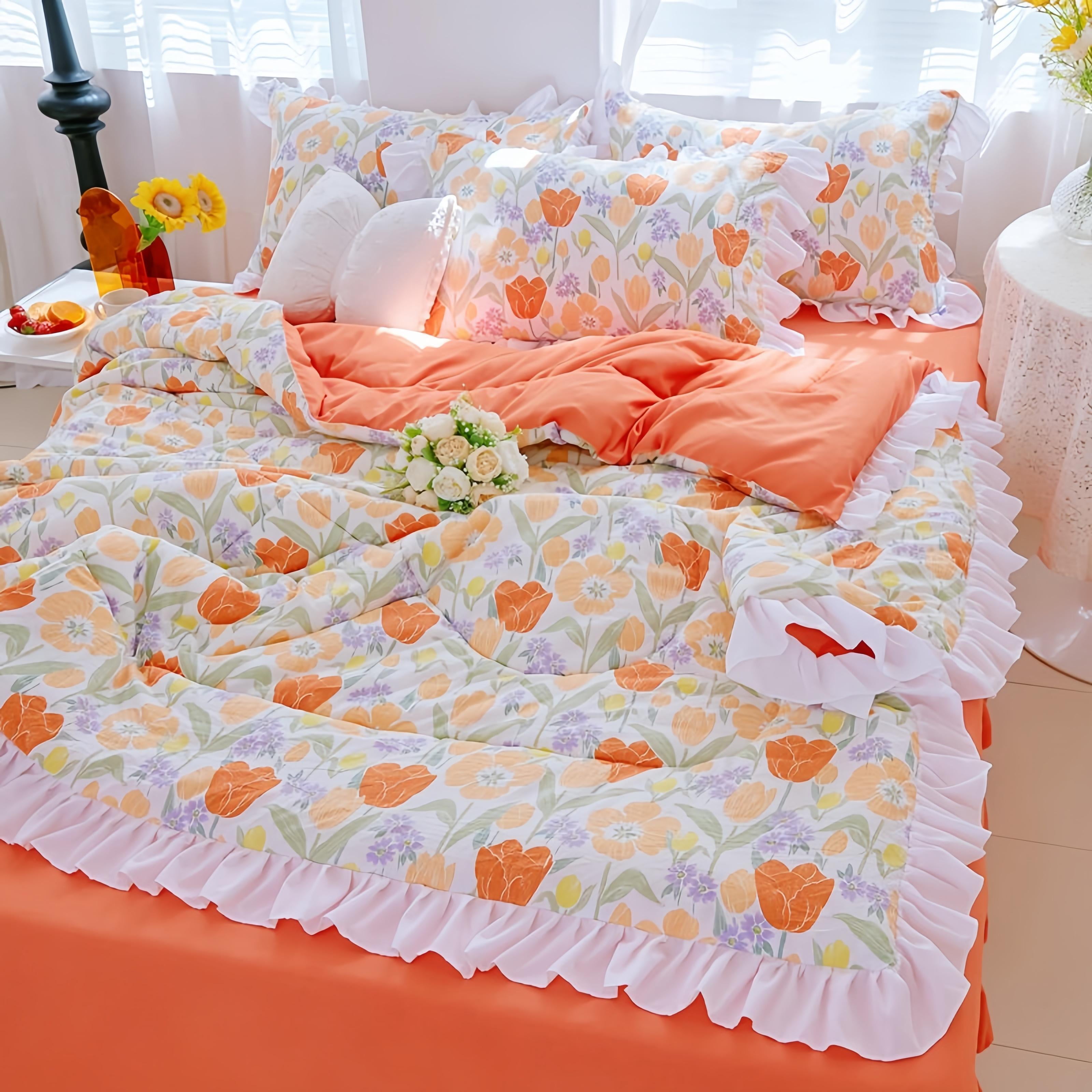 Korean Version Lace Summer Cool Quilt, Washable Cotton, Machine