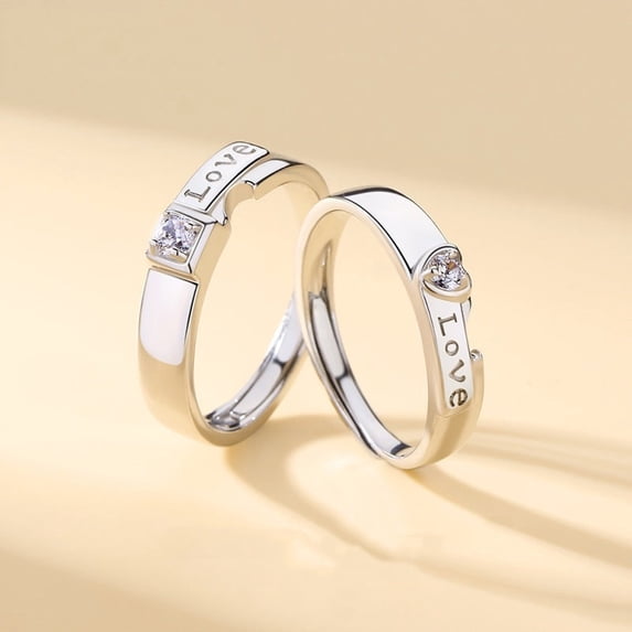 Korean Version Of Love Heart-shaped English Letters Love Men And Women Pair Ring Ring