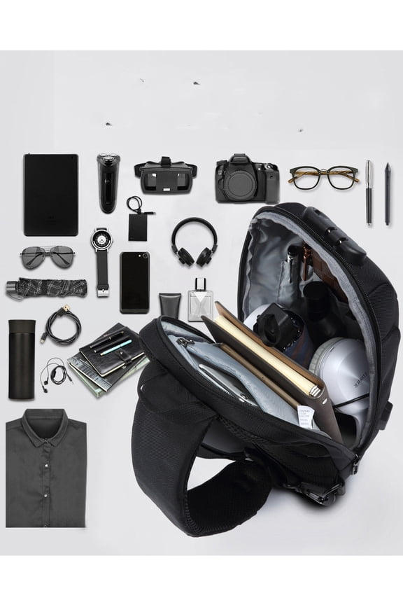 Korean Version Of Usb Shoulder Bag Men's Sports And Leisure Men's Chest Bag,large