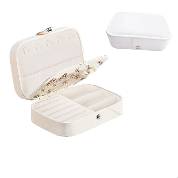 Korean Version Simple Ins Style Portable Jewelry Storage Box 2023 New High-end Exquisite Large Capacity Travel Jewelry Bag White M