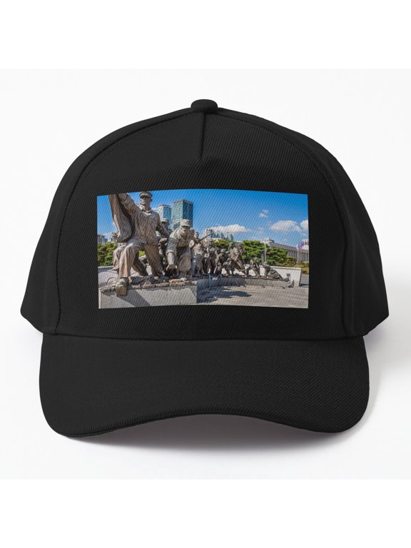 Korean War Soldiers Statue Baseball Hat, Seoul Memorial Museum Graphic Design, Classic Cap