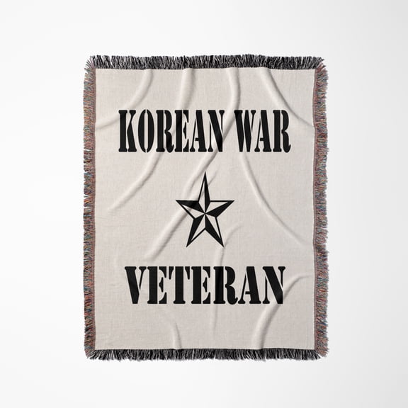 Korean War Veteran, Black And White, Woven Blanket