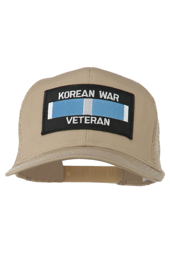 Korean War Veteran Patched Mesh Cap - Khaki OSFM