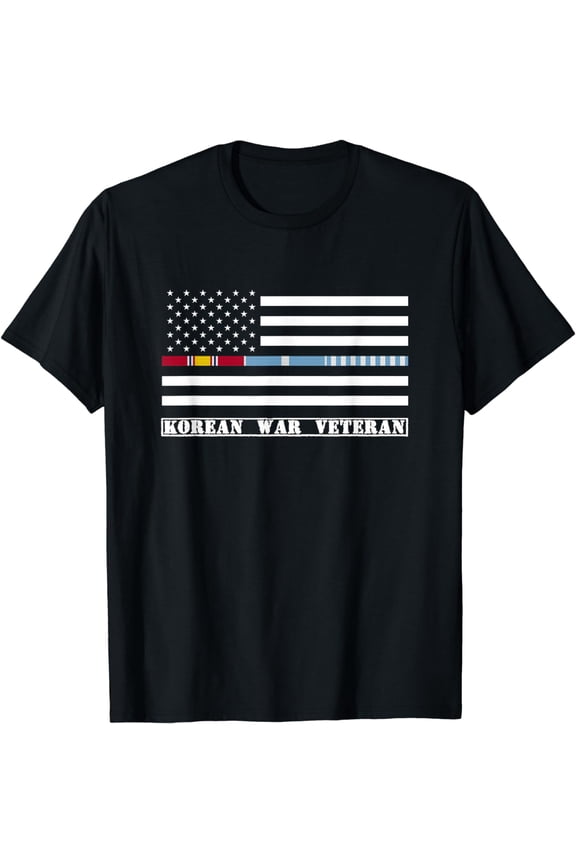 Korean War Veteran Thin Line American Flag Pride T-shirt
