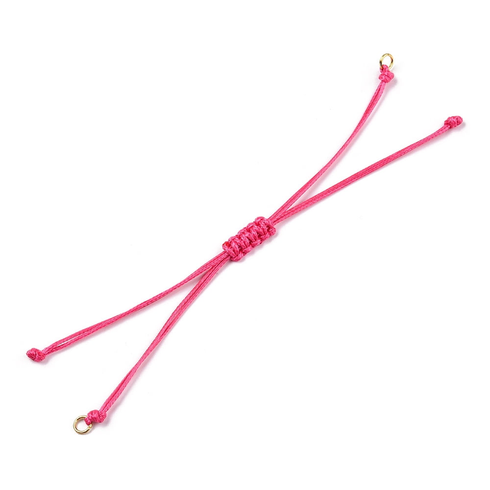 Korean Waxed Polyester Cord Bracelets with Iron Jump Rings for Adjustable Link Bracelet Making Deep Pink Single Cord Length: 5-1/2 inch(14cm)