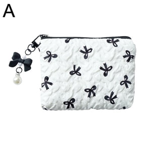 Korean White Bow Pouch Portable Travel Cosmetic Bag N9V0UK-