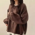thumbnail image 1 of Korean Winter French Style Oversized Casual Knit Sweater Women'S Loose Fit Long Sleeve Crewneck Side Slit Warm Tops Fall Sweaters For Women, 1 of 8