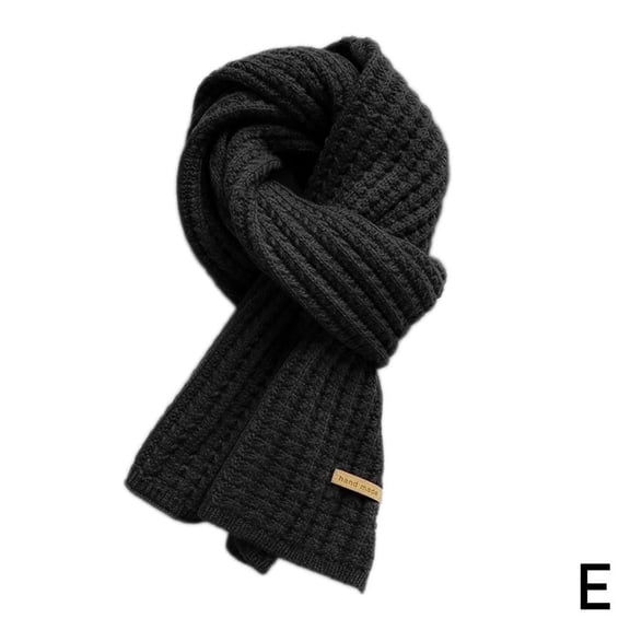 Korean Winter Scarf Women Men Solid Color Knitted Wool Warm Unisex Couple Matching Fashion Student Soft Chunky Lightweight Cozy Breathable Trendy Classic Plain Neckwear Gift