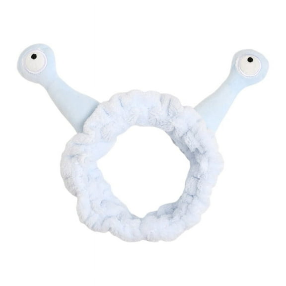 Korean Women Girls Wash Face Plush Headband Funny Cartoon Snail Antenna Eyes Elastic Hair Band Candy Color Makeup Styling Turban Bandana