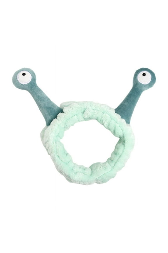 Korean Women Girls Wash Face Plush Headband Funny Cartoon Snail Antenna Eyes Elastic Hair Band Candy Color Makeup Styling Turban Bandana