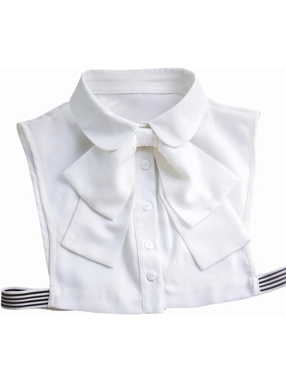 Korean Women White Detachable Bow False Shirt Doll Collar Blouse Dickey