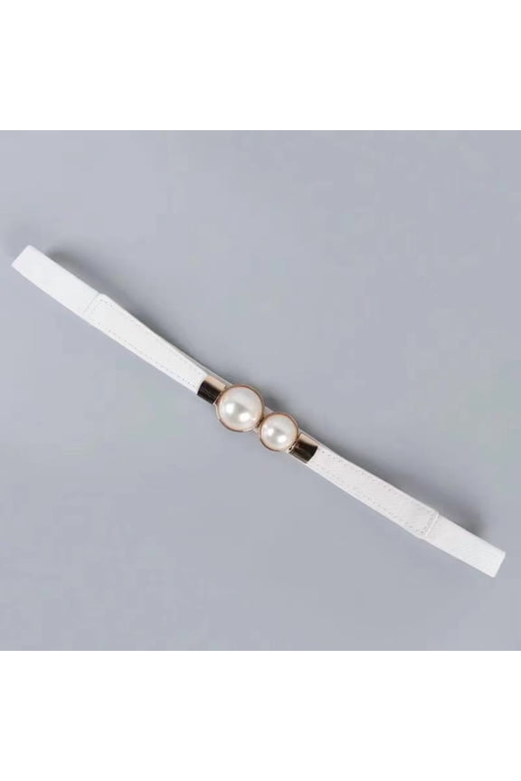 Korean Women's Thin Elastic Belt Decorative Dress Double Pearl Buckle Belt Waistband GM113 luxe femme belt women luxury leather belt for women