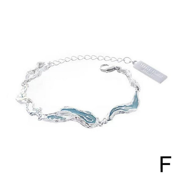 Korean Zircon Link Wave Bracelet For Women Adjustable Y2K Blue Bamboo Charm Chain Bracelets Jewelry Joint Gifts Party