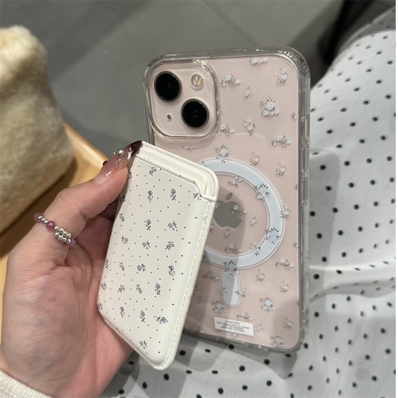 Korean clear floral for MagSafe wireless charge phone case for iPhone 15 14 13 12 11 pro Max X XR XS Max cases accessories cover