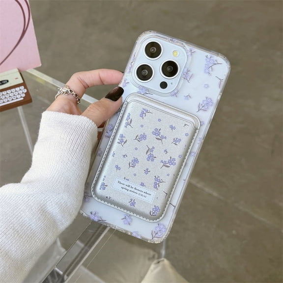 Korean cute floral flower clear phone case MagSafe Wireless Charging Case for iPhone 15 14 13 12 11 pro Max back shockproof case