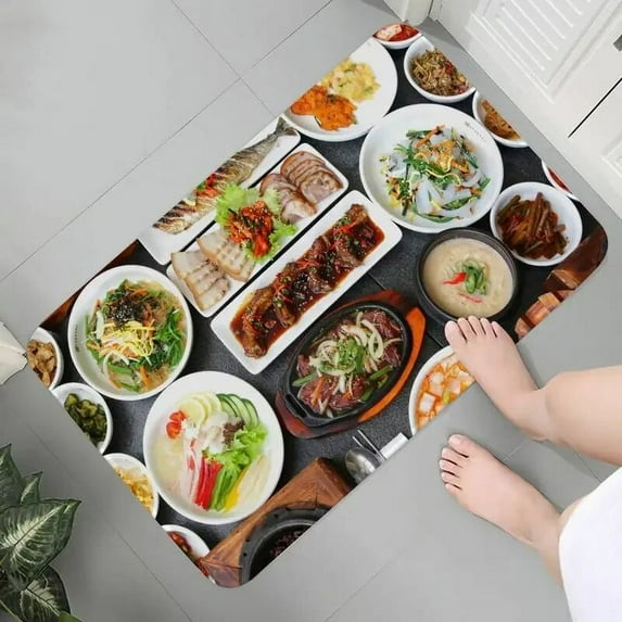 Korean food Kitchen Mat Entrance Doormat Bedroom Home Floor Decoration Living Room Carpet Hallway Bathroom Anti-slip Rug