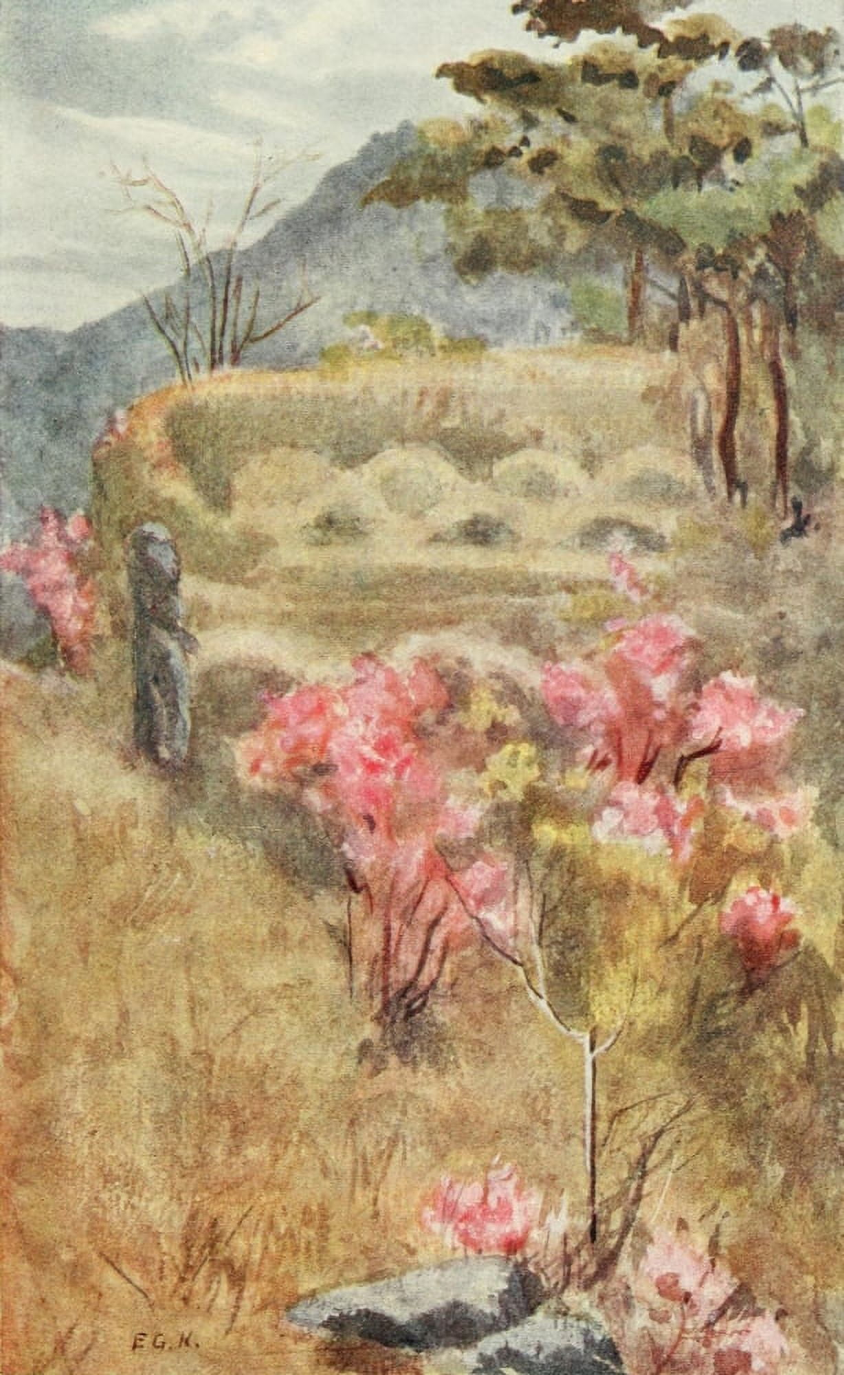 Korean graves The Face of Manchuria Korea 1911 Canvas Art - Emily G Kemp (18 x 24)