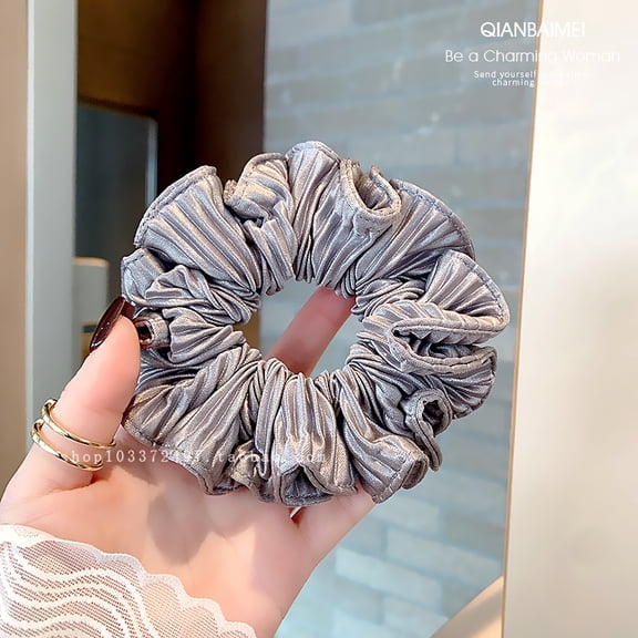 Korean high-end lace pleated large intestine headband lazy style Korean style tied hair rope headband, back of the head headband, and small intestine headband for women