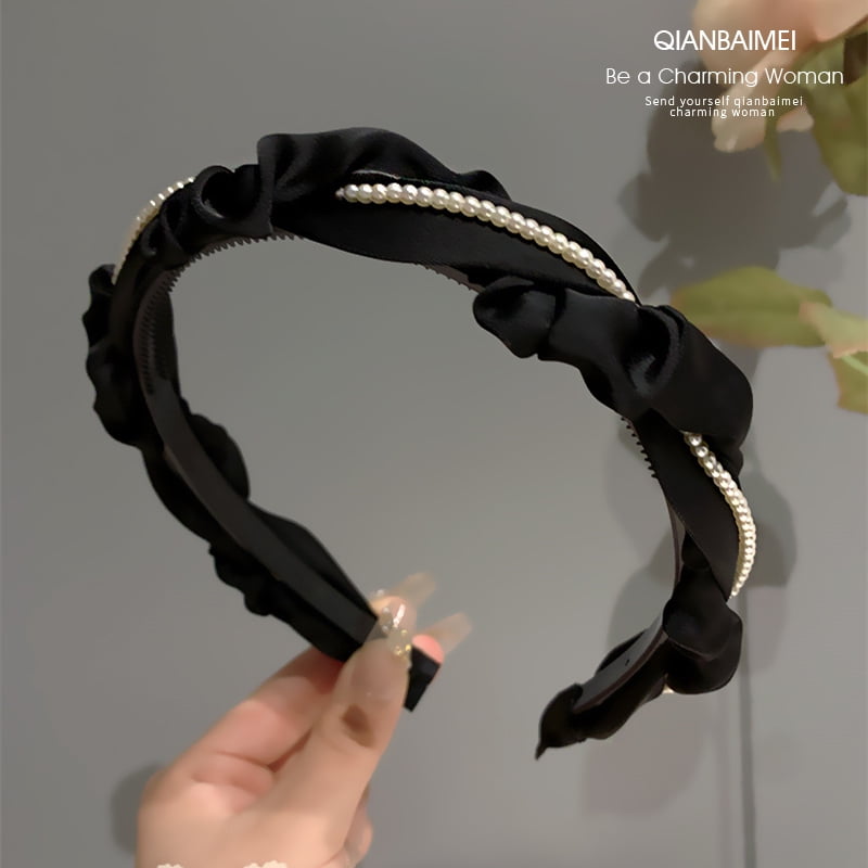 Elegant Black Pearl Headbands for Women and Girls at Walmart display picture 2