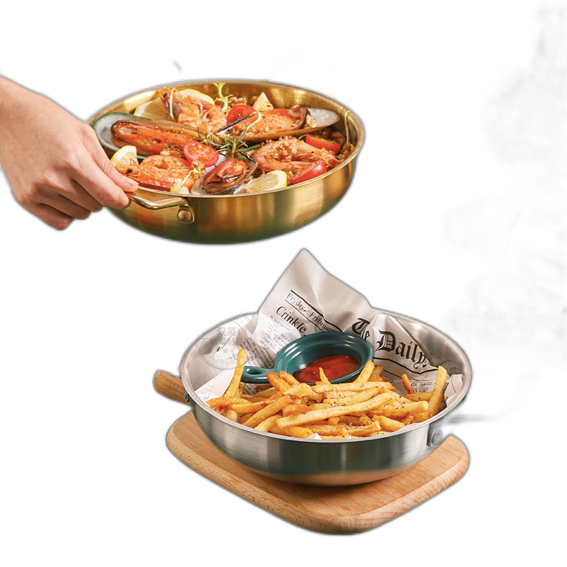 Korean stainless steel seafood griddle doubleear golden ramen pot