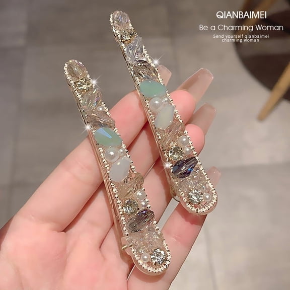 Korean-style crystal barrette hair clip, diamond bangs side clip, new high-end hair accessory, stray hair clip