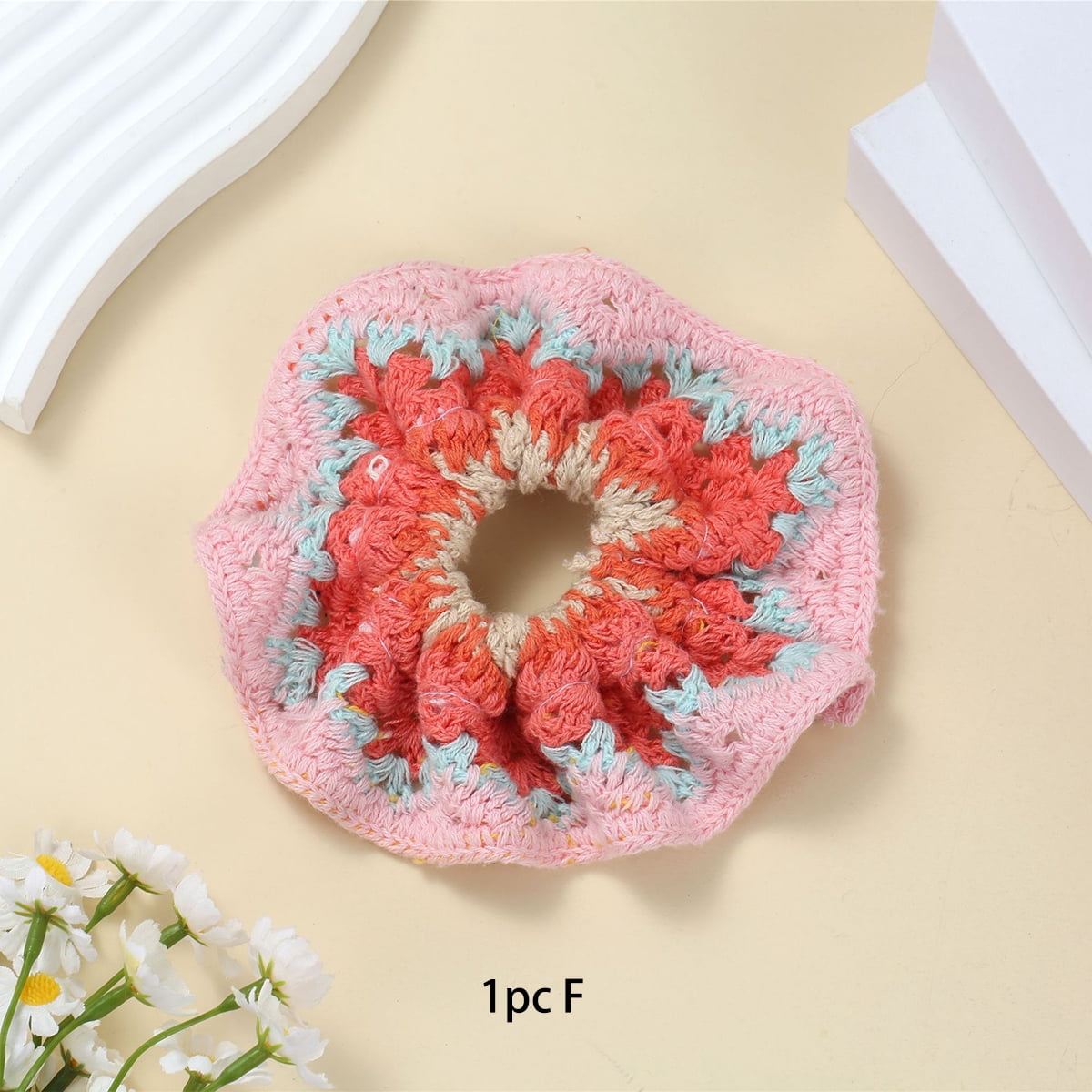 Korean-style handmade knitted big intestine hair tie, elegant pastoral bun hair accessory, sweet ponytail rubber band