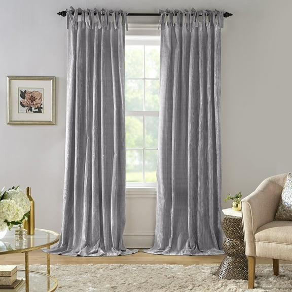 Korena Tie-Top Crushed Velvet Window Curtain