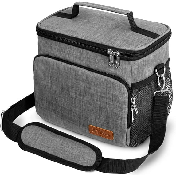 Koreshion Insulated Reusable Lunch Box for Office Work School Picnic Beach, Leakproof Freezable Cooler Bag with Adjustable Shoulder Strap Rock Grey