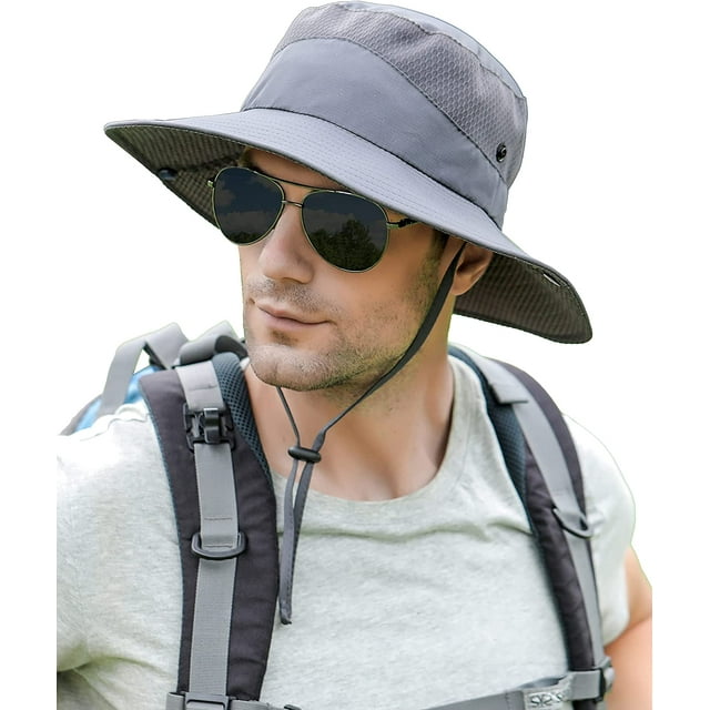 Koreshion Mens Womens Sun Hat Wide Brim Breathable Mesh UPF 50