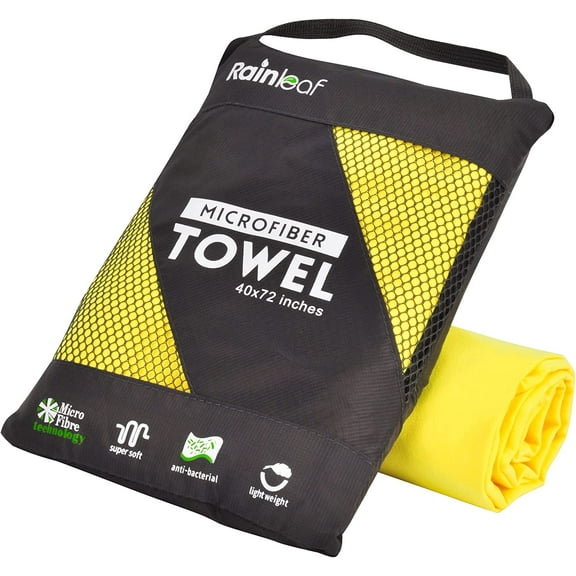 Koreshion Microfiber Towel Perfect Travel & Sports &Beach Towel Fast Drying - Super Absorbent - Ultra Compact for Camping, Backpacking,Gym, Beach, Swimming, Yoga Yellow Small
