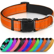 Koreshion Reflective Dog Collar,Soft Neoprene Padded Breathable Nylon Pet Collar Adjustable for Medium Dogs, Orange, XL