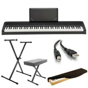 بيانو رقمي Korg B2N مع لوحة مفاتيح تعمل باللمس الخفيف 88 مفاتيح مزودة بمكبرات صوت مدمجة + كابل USB + غطاء غبار لوحة المفاتيح + حامل وحزمة مقاعد