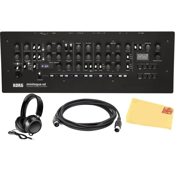 Korg Minilogue XD Module Polyphonic Analog Synthesizer Bundle with MIDI Cable, Headphones and Austin Bazaar Polishing Cloth