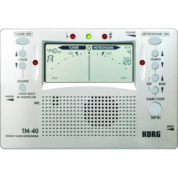 Korg TM40 Digital Tuner & Metronome with Large Display for Accurate Pitch and Tempo Control