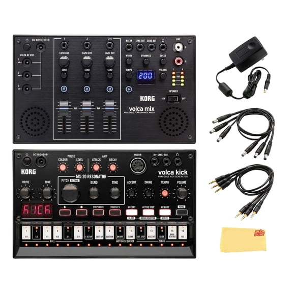 Korg Volca Kick Analogue Kick Generator Bundle with Volca Mix and Austin Bazaar Polishing Cloth