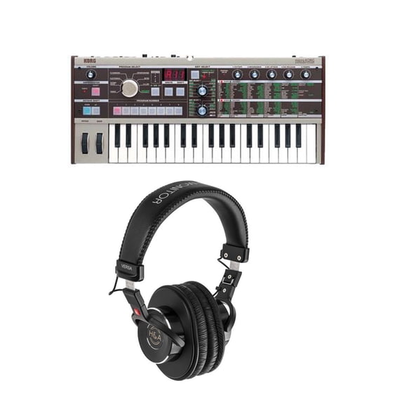 Korg microKORG 37-Key Synthesizer and Vocoder, Analog Modeling Synthesizer with H&A Versa Professional Field and Studio Monitor Headphones